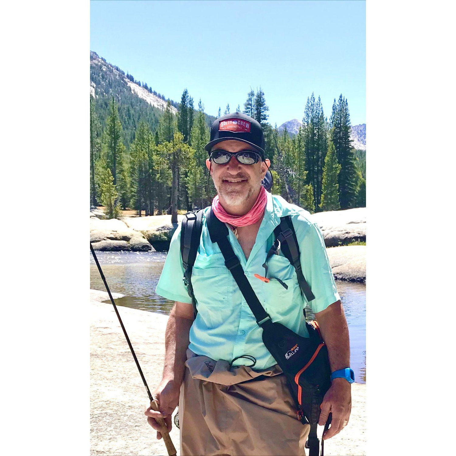 Fly fishing at 10,000 feet off a trailhead in Yosemite's Tuolumne Meadows.