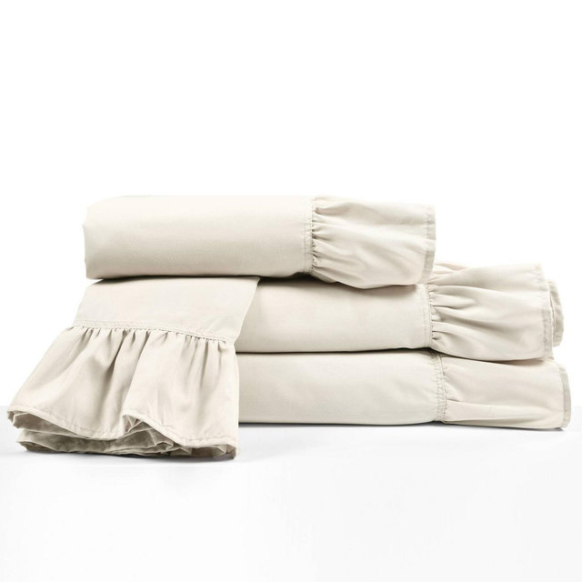 6pc King Reyna Ruffle Sheet Set Wheat - Lush Décor