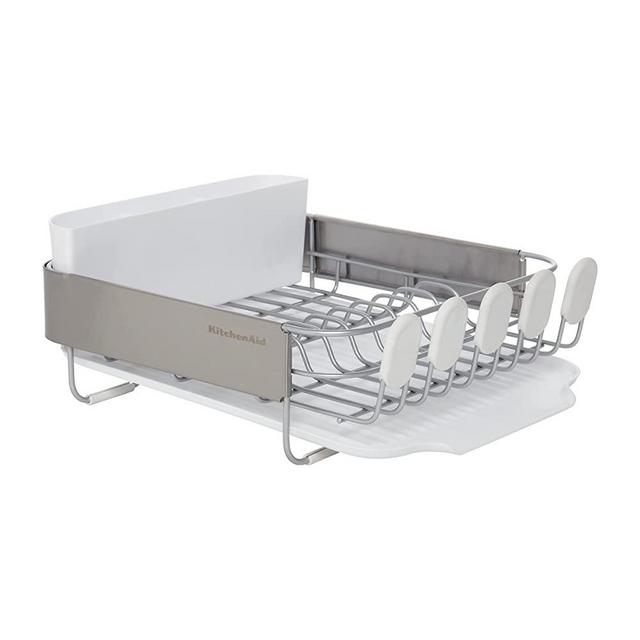 KitchenAid Compact Stainless Steel Dish Rack, 16.06-Inch, White