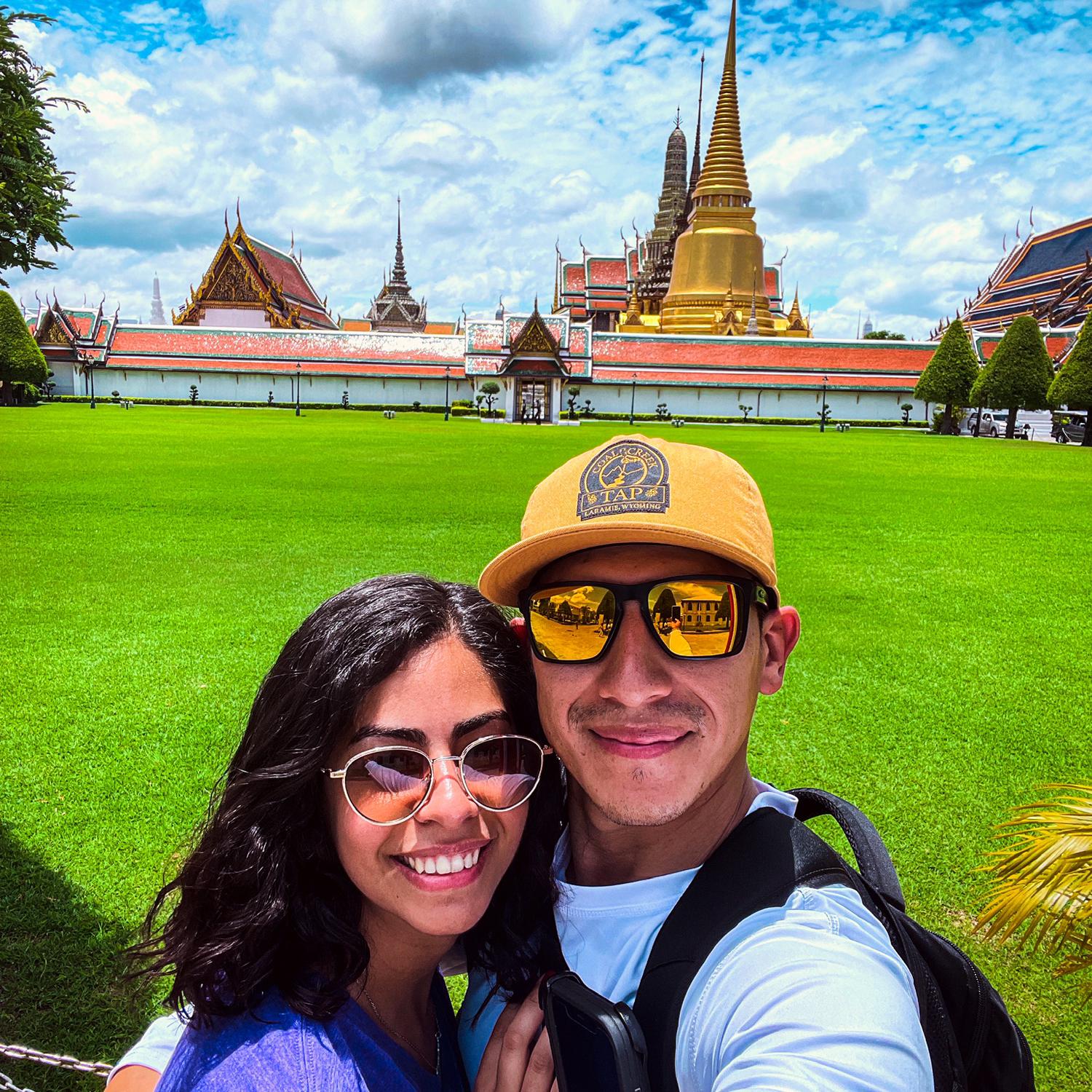 We went to the temples in Bangkok. (Thailand)
