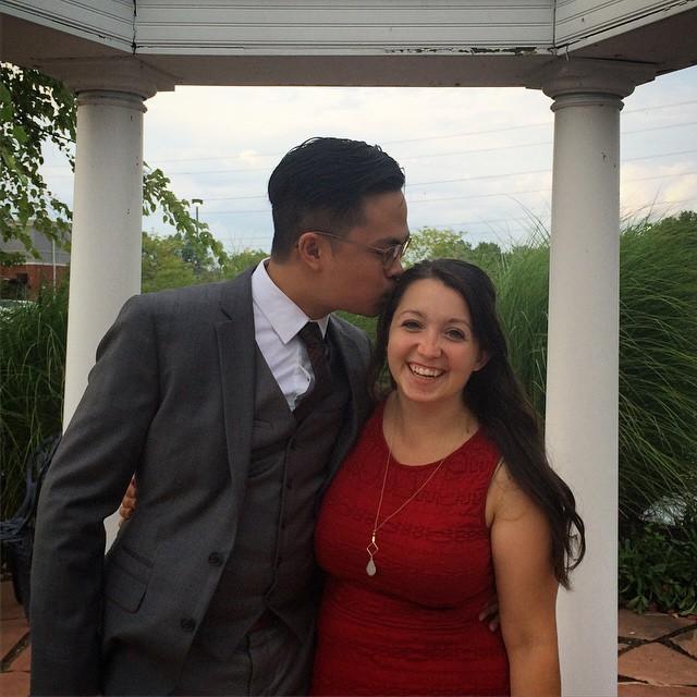 Having a blast at a friend's wedding in August 2015. It didn't take us long to be super cute together.