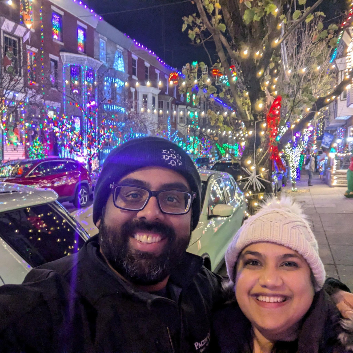 Checking out the Christmas lights