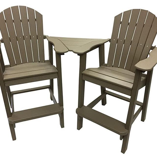 Phat Tommy Recycled Poly Resin Balcony Chair Settee – Durable and Eco-Friendly Adirondack Armchair and Removable Side Table. This Patio Furniture is Great for Your Lawn, Garden, Swimming Pool, Deck.