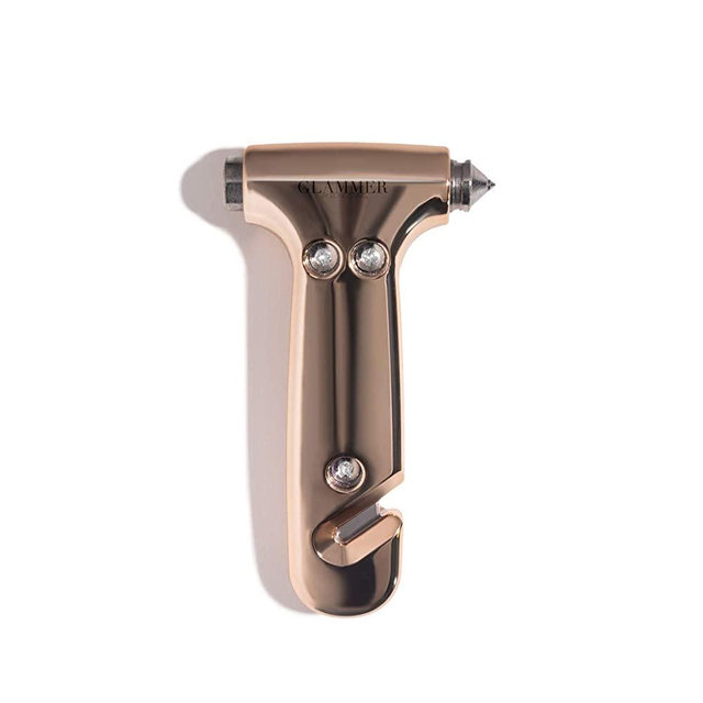 BLINGSTING Glammer Safety Hammer - Emergency Automotive Escape Hammer Tool, Seat Belt Cutter & Car Window Break Tool - Rose Gold, 1 Count
