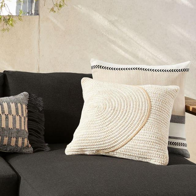 Natural 20x20 Woven Arches Indoor/Outdoor Pillow