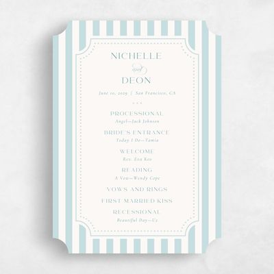 Blue Ticket Wedding Program - Plateau