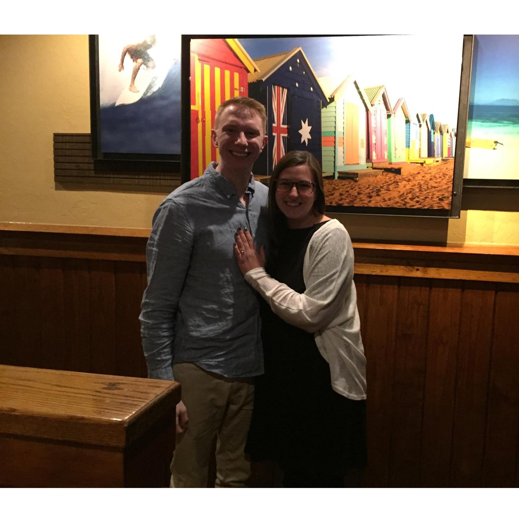 After Rob proposed, we showed off the ring to the employees of Outback (Jessie's favorite restaurant).