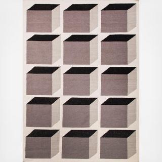 Flat-Weave Geometric Cubes Rug