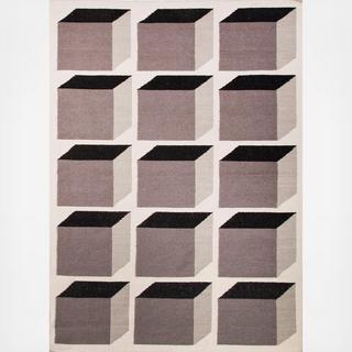 Flat-Weave Geometric Cubes Rug