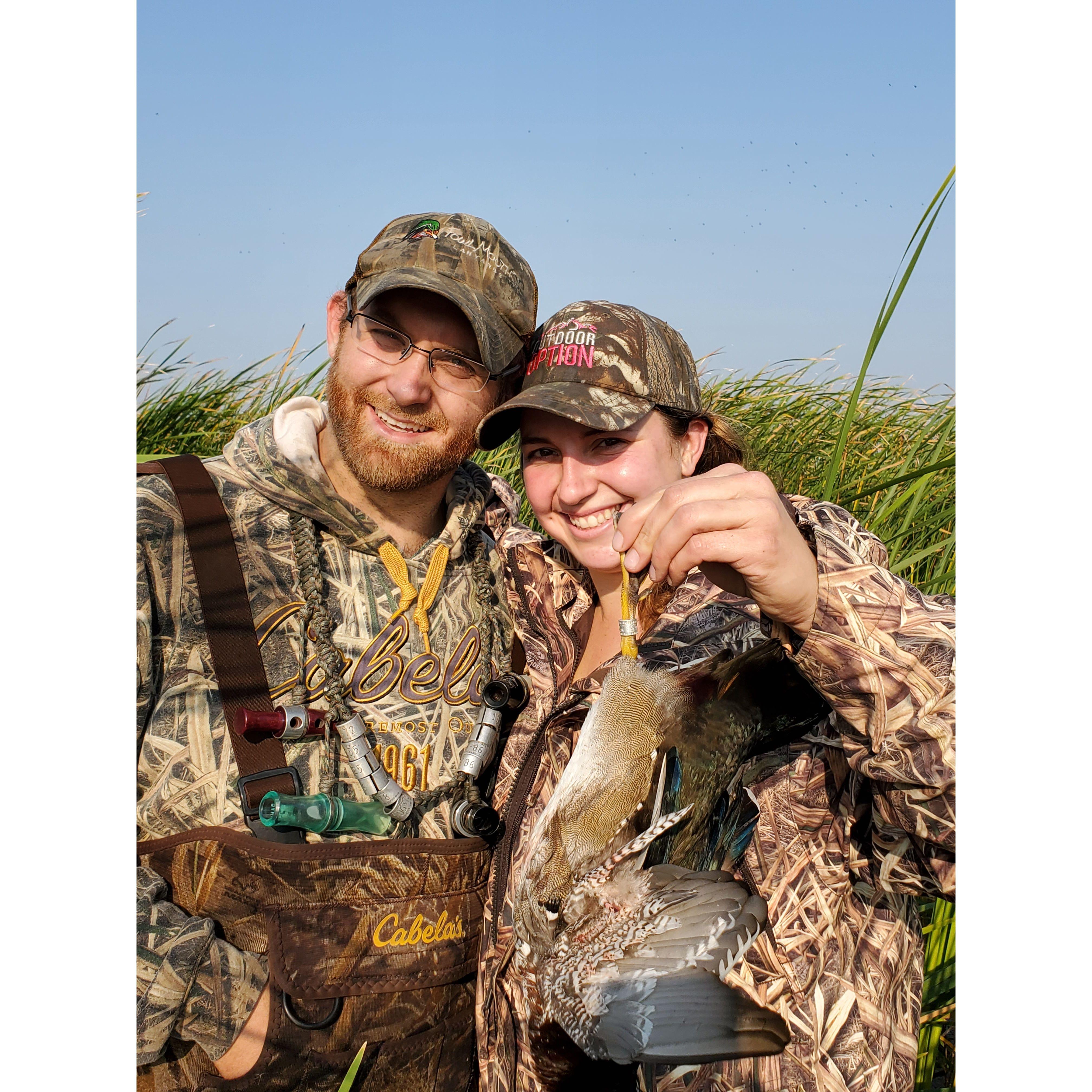 Jill's first duck hunt, banded duck shot