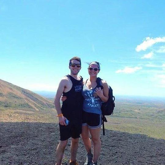 Moments before sledding down Cerro Negro volcano in Nicaragua, 2016.