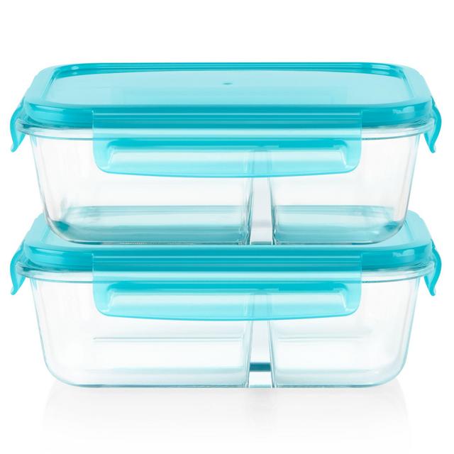 Pyrex®MealBox™ 4-piece 4-cup Divided Glass Food Storage Set