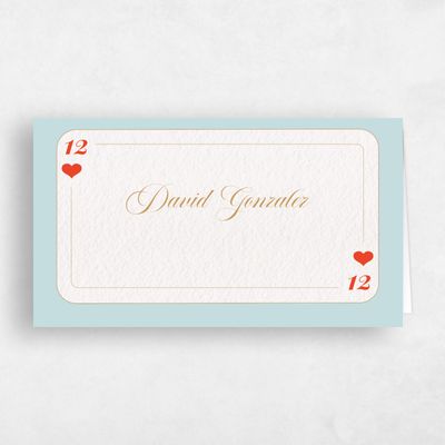 Light Teal, Blue Wedding Place Card - Hearts