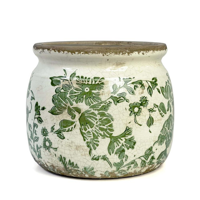 Dosayes Vintage Ceramic Ice Crack Flower Pot with Drainage Holes, Country Rustic Planters for Indoor and Outdoor,Tuscan Decor,Home,Living Room, Garden Decor, Gardening Gift (Country)