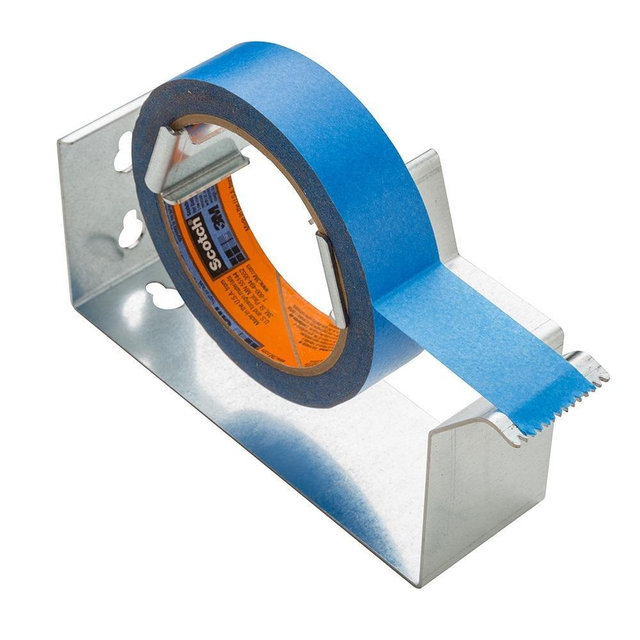 Rockler 1'' Masking Tape Dispenser - Heavy-Duty Galvanized Steel, Wall or Bench Mount - Fits 1'' Wide Rolls, Serrated Cutting Edge, Shop, Garage & Woodworking Tape Holder