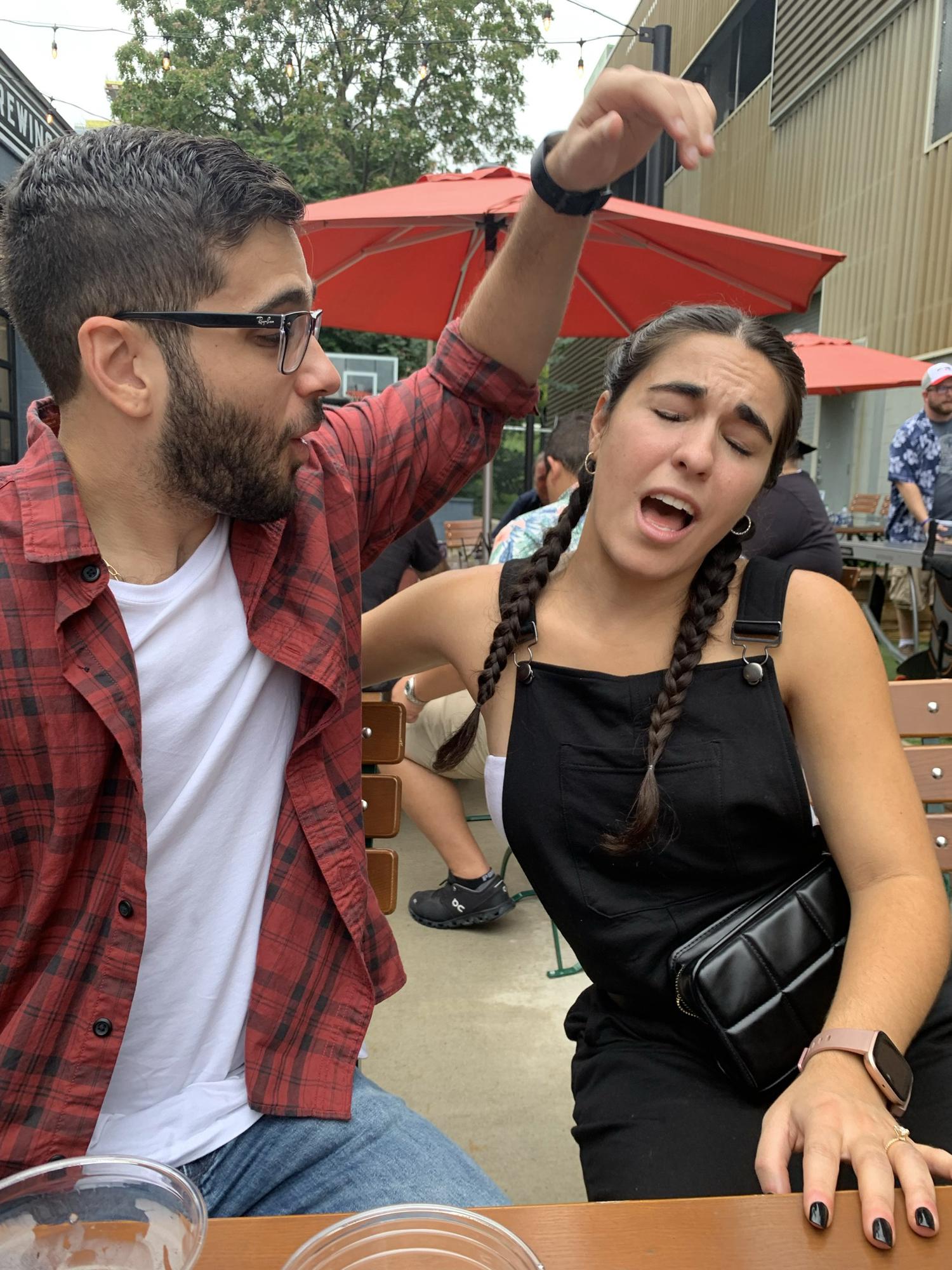 Nick accidentally bopping Annie in Nashville