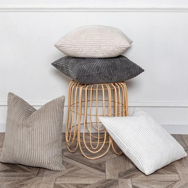 Komollocoe Spring Neutral Pillow Covers 18x18 Set of 4 Velvet Boho Decorative Throw Pillows for Couch, Living Room, Bed, Bedroom, Sofa (18"x 18", Neutral)