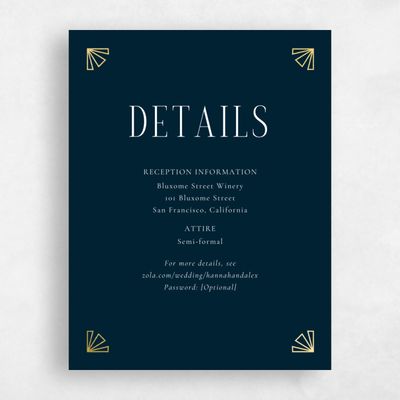 Darkest Teal, Blue Wedding Enclosure - Amber Foil