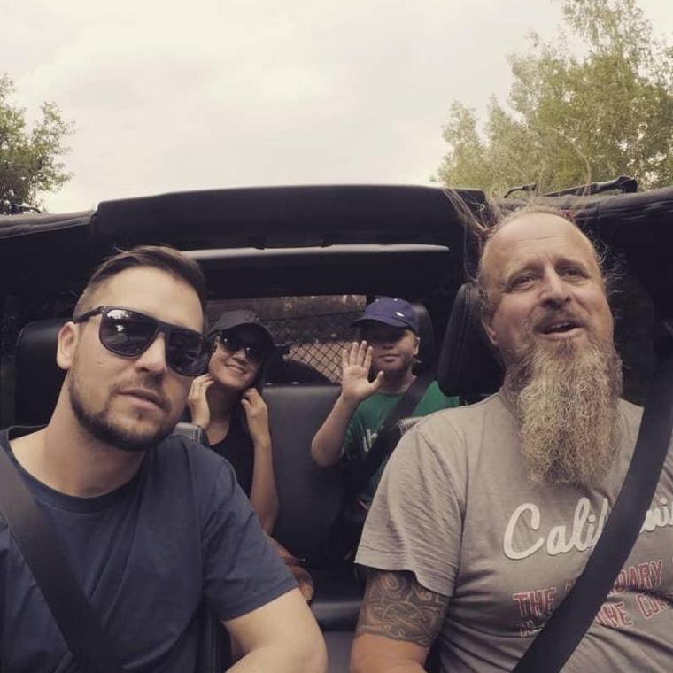 With Jonáš's dad and brother