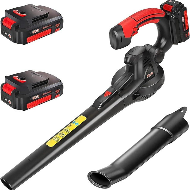 MZK Cordless Leaf Blower,20V Battery Powered Electric Blower for Lawn Care, Electric Lightweight Leaf Blower for Blowing Leaves, Patio Cleaning and Dust(2 * 2Ah Battery & Charger Included),LF40D13
