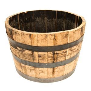 25 in. Dia Oak Wood Whiskey Barrel Planter