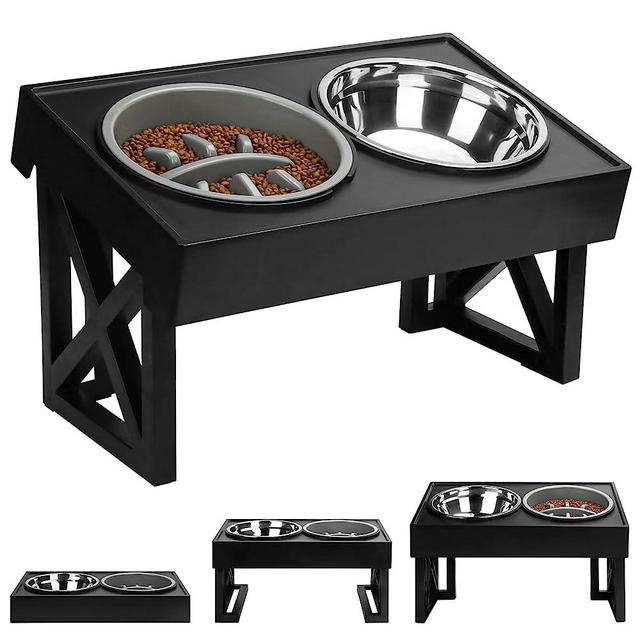 Elevated Dog Bowl, 3 Adjustable Raised Dog Bowl, with Slow Feeding Bowl and 1.5l Water Bowl Heights 2.7”, 8.26”, 10.82” with Suitable for Small Medium Large Dogs Cats