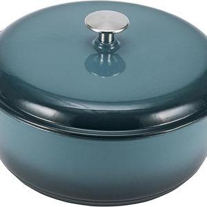 Amazon Basics Cast Iron Dutch Oven Pot with Lid, Enameled, Round, Dual Handles, Heavy-Duty, Medium, 6-Quart, Gray