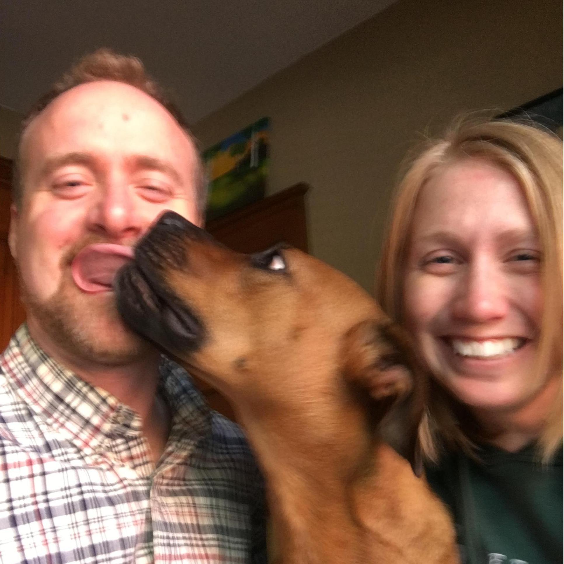 The fur baby, Canela, is a teeth-kisser.