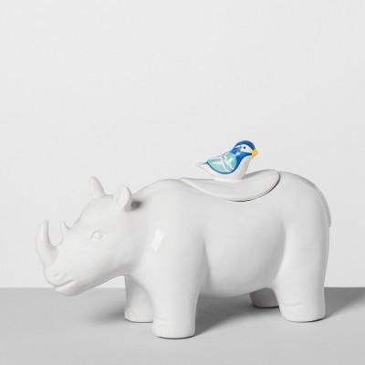 Rhino Ceramic Cookie Jar White - Opalhouse&#153;