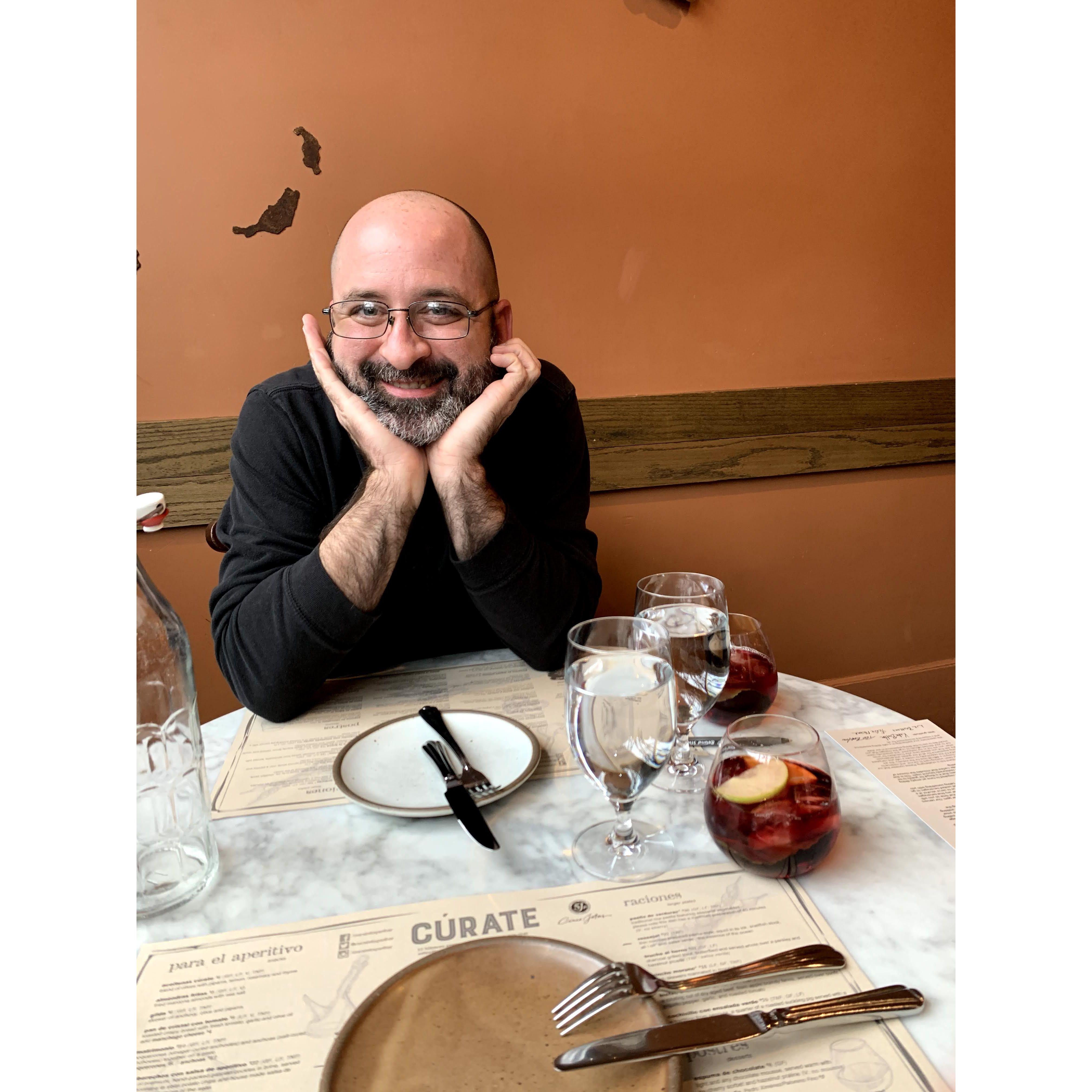 Fancy meal at Asheville on our first trip together.