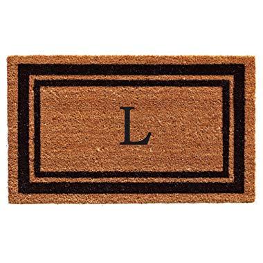 Calloway Mills 152962436L Black Border Monogram Doormat, (Letter L), 24" x 36"