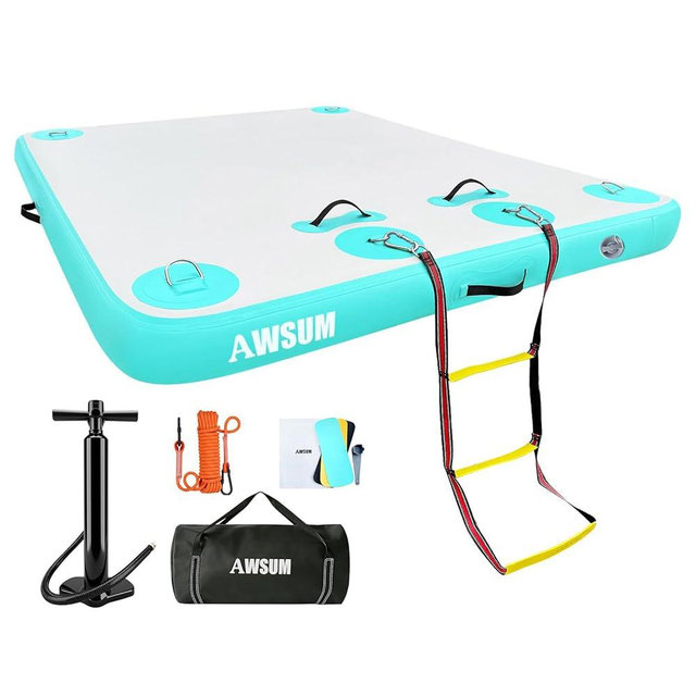 AWSUM Inflatable Floating Dock Air Dock Platform Floating Island Raft with None-Slip Surface for Pool Beach Ocean