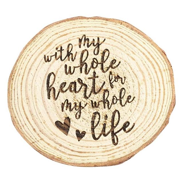 Koyal Wholesale Engraved Wedding Ring Box, Real Wood Engagement Ring Box, Wedding Ring Bearer, Wedding Box for Rings, Rustic Ring Box, Proposal Box (with My Whole Heart, Oak)