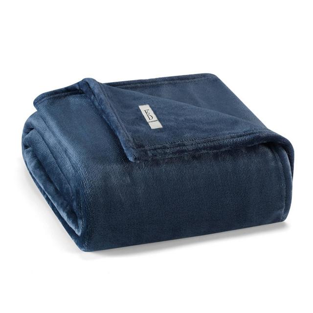 King Solid Plush Bed Blanket Blue - ED by Ellen Degeneres