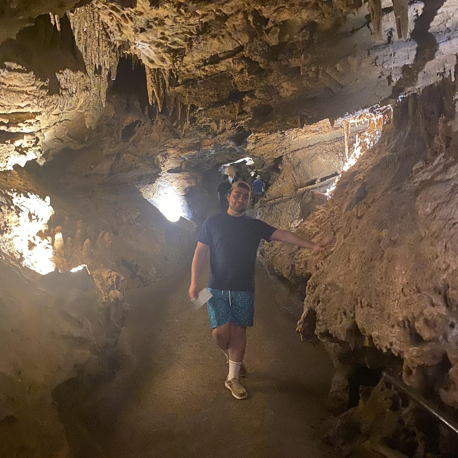 You’re not allowed to touch the walls of the cavern but can pretend!