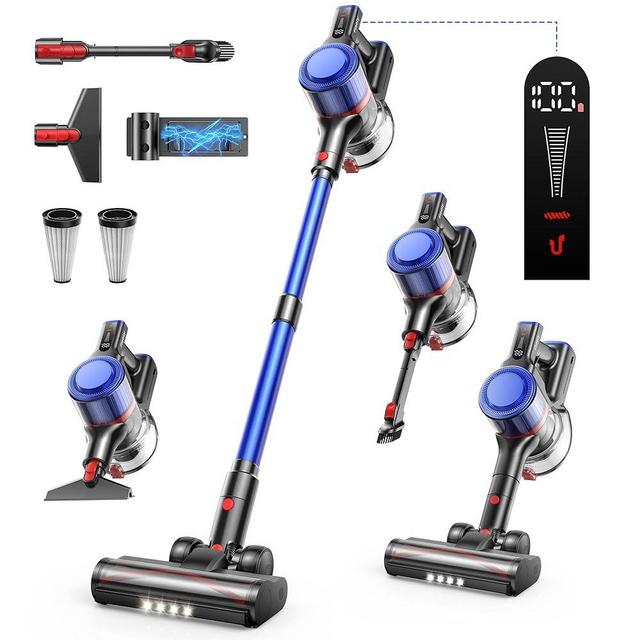 Fieety Cordless Vacuum Cleaner 40Kpa, 450W Stick Vacuum Cleaner, Up to 55 Mins Runtime, Self-standing Vacuum Cleaner with Wall Mount Charging, Scented Card, for Furniture, Carpet, Pet Hair, Hard Floor