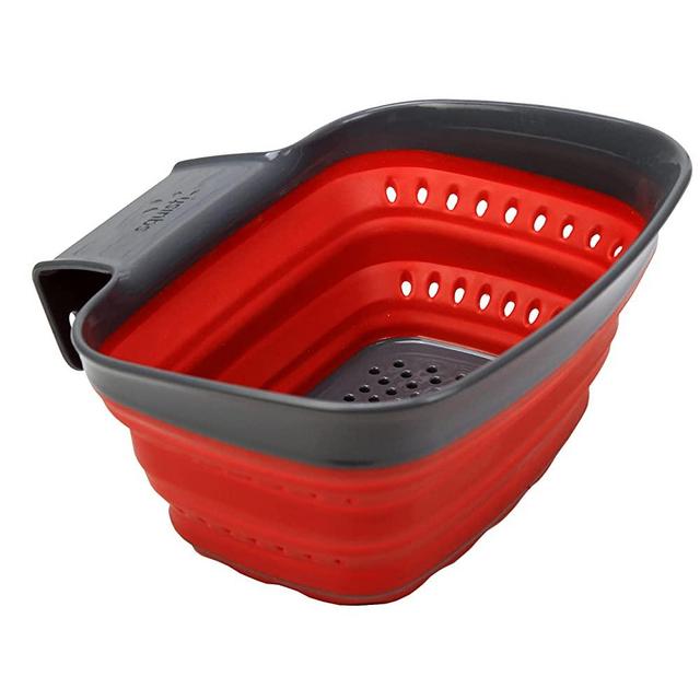 Squish™ 2 Quart Over The Sink Arm Collapsible Colander - Red & Gray