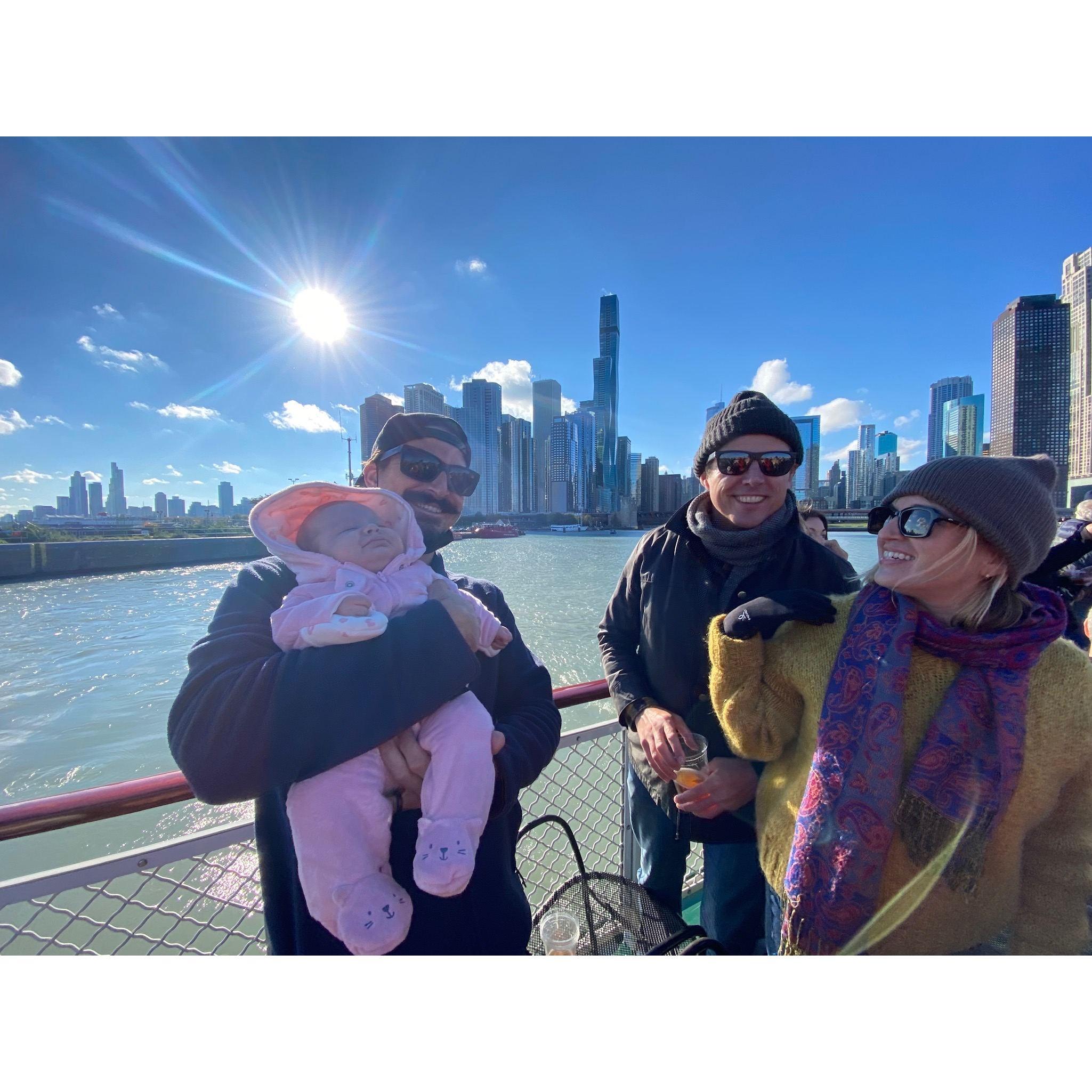 Genevieve's niece, Wren, took her first trip ever to Chicago in October 2021. She admired the skyline on the famous architectural boat tour.