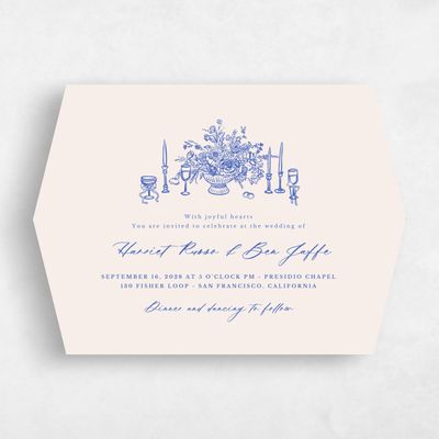 Blue Diamond Wedding Invitation - Josette Bloom