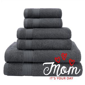 Super Absorbent and Soft Hotel & Spa Quality, 100% Genuine Cotton, 6 Piece Turkish Towel Set for Kitchen and Decorative Bathroom Sets Includes 2 Bath Towels 2 Hand Towels 2 Washcloths, Charcoal Grey