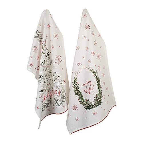 DII, 100% Cotton Decorative HolidayDishtowels, 18x28", Set of 2, Noel