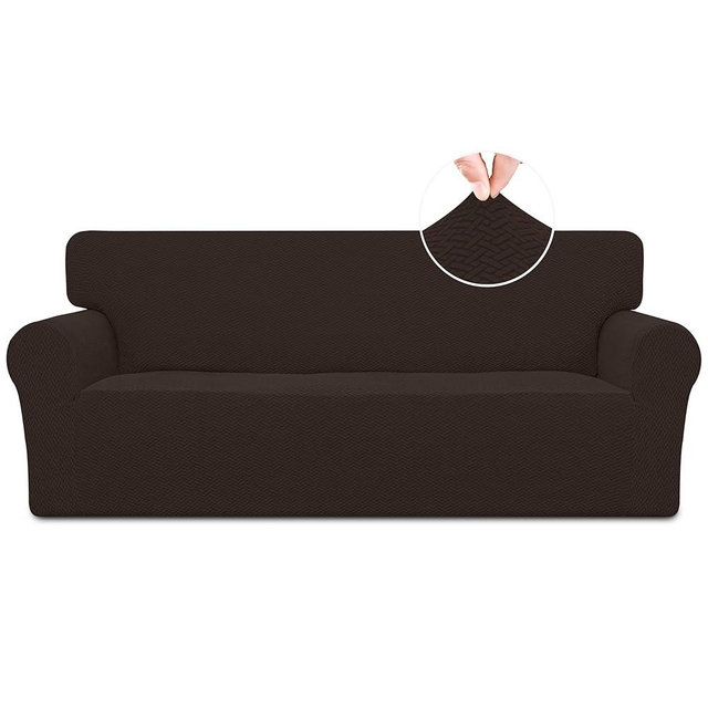 Easy-Going Stretch Jacquard Couch Cover, 1-Piece Soft Sofa Cover, Sofa Slipcover with Anti-Slip Foams, Washable Furniture Protector for Kids, Pets (Sofa, Chocolate1)