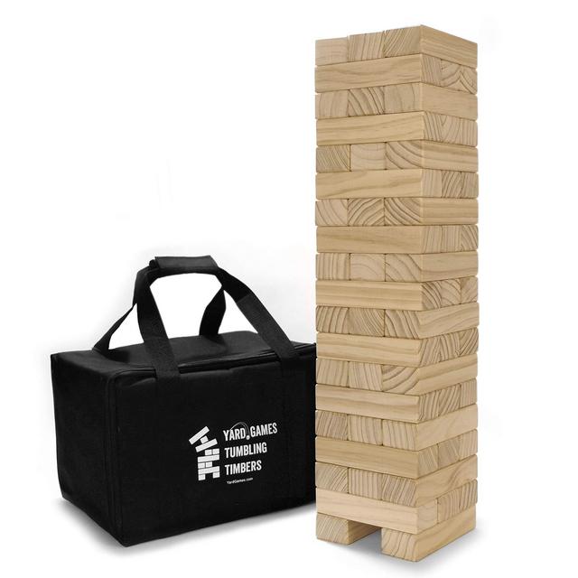 Yard Games Large Tumbling Timbers with Carrying Case | Starts at 2-Feet Tall and Builds to Over 4-Feet | Made with Premium Pine Wood