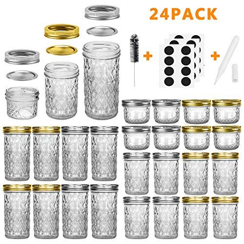 Folinstall 20 Pcs 4 oz Glass Jars with Lids - Yogurt Container