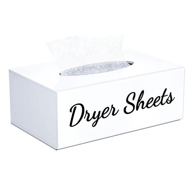 FEMELI Farmhouse Dryer Sheet Dispenser, Magnetic Dryer Sheet Holder for Laundry Room Decor & Organization, Acrylic Fabric Softener Sheets Container Box with Removeable Lid