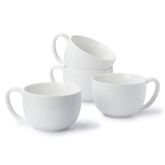 Sweese 613.401 Coffee Mug - 22 Ounce Jumbo Soup Bowl and Cereal Mugs, Set of 4, White