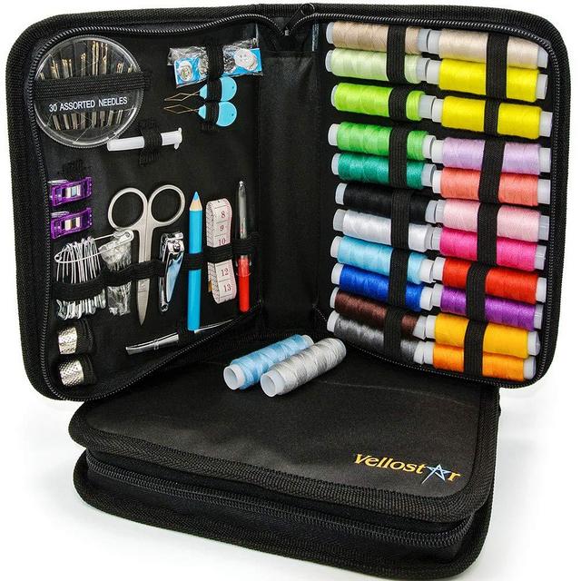 VelloStar Sewing Kit for Adults – Easy to Use Needle and Thread Kit, 24 Color Threads, 30 Needles, Scissors, Mini Travel Sewing Kit for Emergency Repairs, Basic Hand Sewing Kits for Quick Fixes
