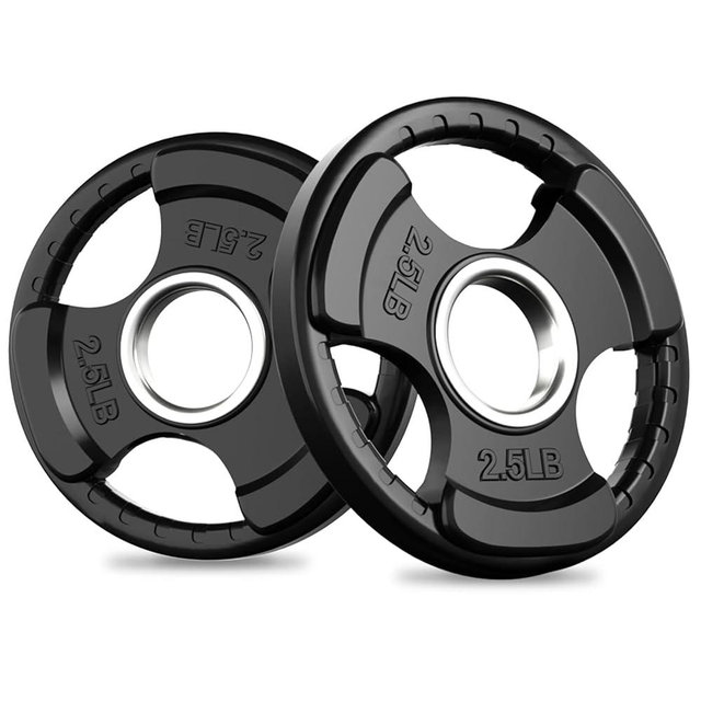 RitFit Olympic Rubber Grip Plates for Barbell, 2-Inch Weight Plates for Weightlifting and Strength Training in Home & Gym, Single, Pair and Sets(2.5/5/10/25/35/45 LB)
