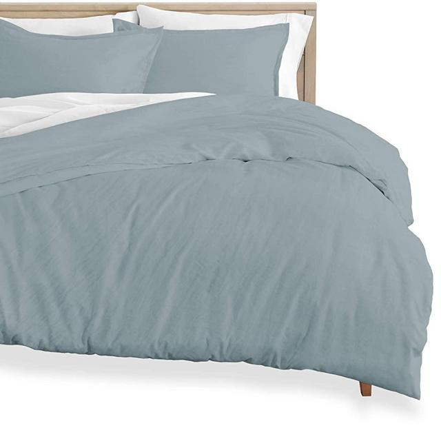 Bare Home Washed Duvet Cover and Sham Set - Oversized Queen - Premium 1800 Ultra-Soft Brushed Microfiber - Hypoallergenic, Easy Care, Stain Resistant (Oversized Queen, Sandwashed Dusty Blue)