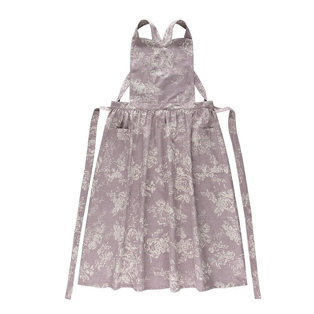 TXLFRO Floral Cotton Waterproof Adult Kitchen Apron Adjustable Cooking Baking Garden Chef Apron with Pocket